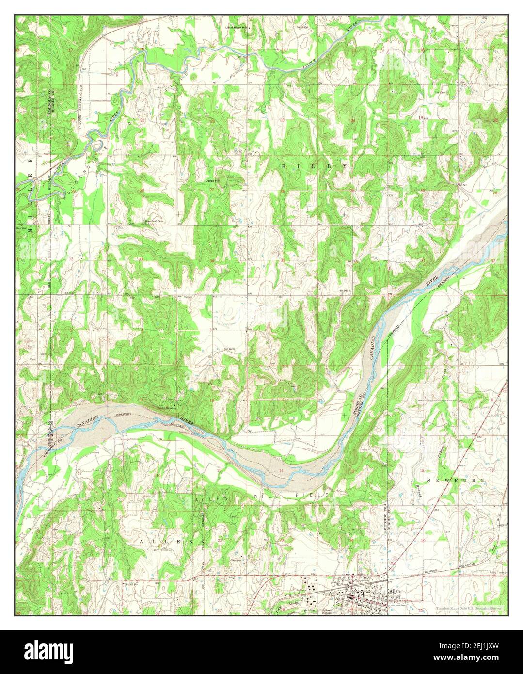 Allen, Oklahoma, map 1967, 124000, United States of America by