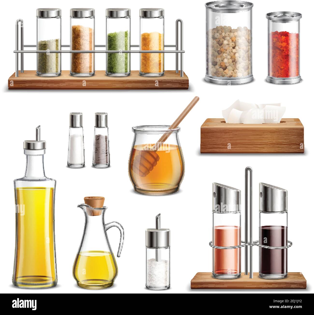 Kitchen herbs and spices rack cooking oil carafe bottle sugar dispenser