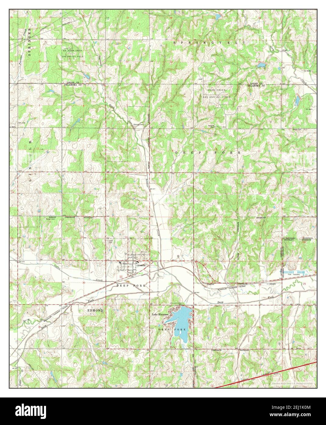 Arcadia, Oklahoma, map 1966, 124000, United States of America by