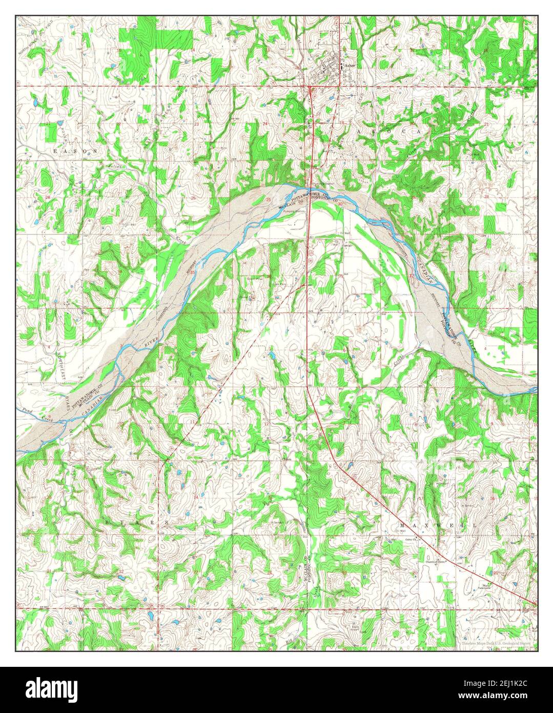 Asher, Oklahoma, map 1966, 124000, United States of America by