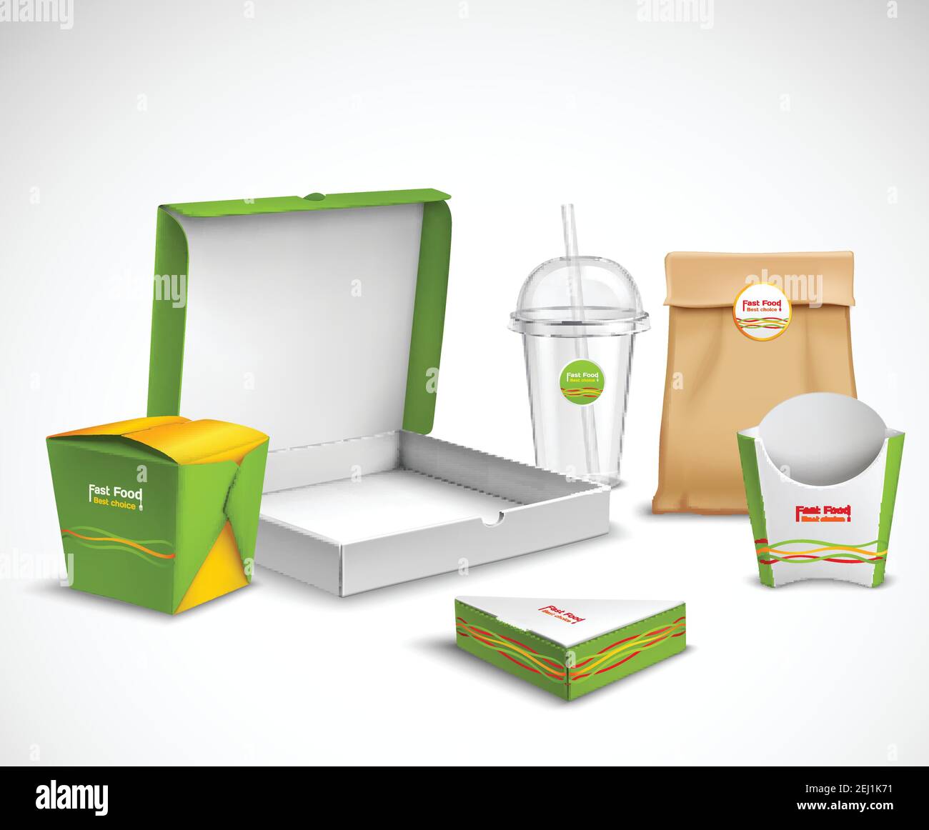 Fast food packaging corporate identity realistic templates samples set