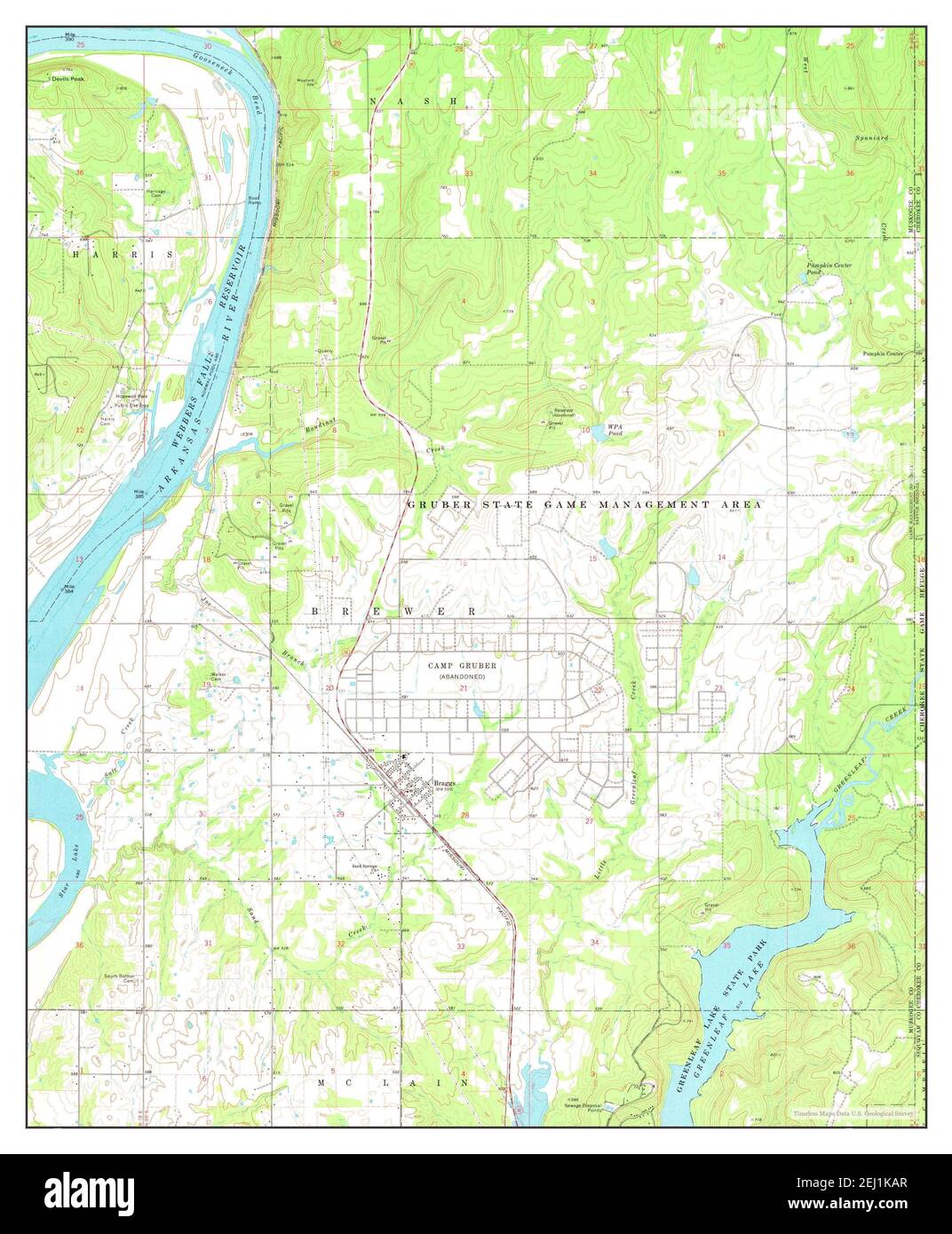 Braggs, Oklahoma, map 1974, 124000, United States of America by