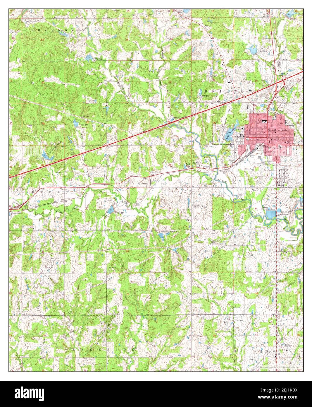 Bristow, Oklahoma, map 1973, 124000, United States of America by