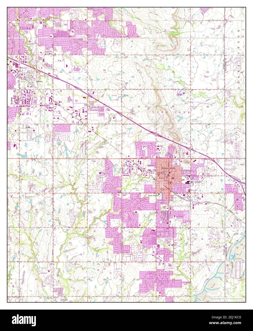 Map Of Broken Arrow Oklahoma Broken Arrow, Oklahoma, Map 1955, 1:24000, United States Of America By  Timeless Maps, Data U.s. Geological Survey Stock Photo - Alamy