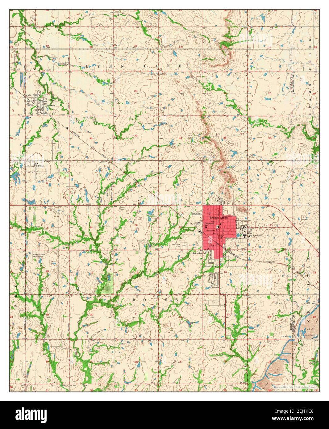 Map Of Broken Arrow Oklahoma Broken Arrow, Oklahoma, Map 1955, 1:24000, United States Of America By  Timeless Maps, Data U.s. Geological Survey Stock Photo - Alamy