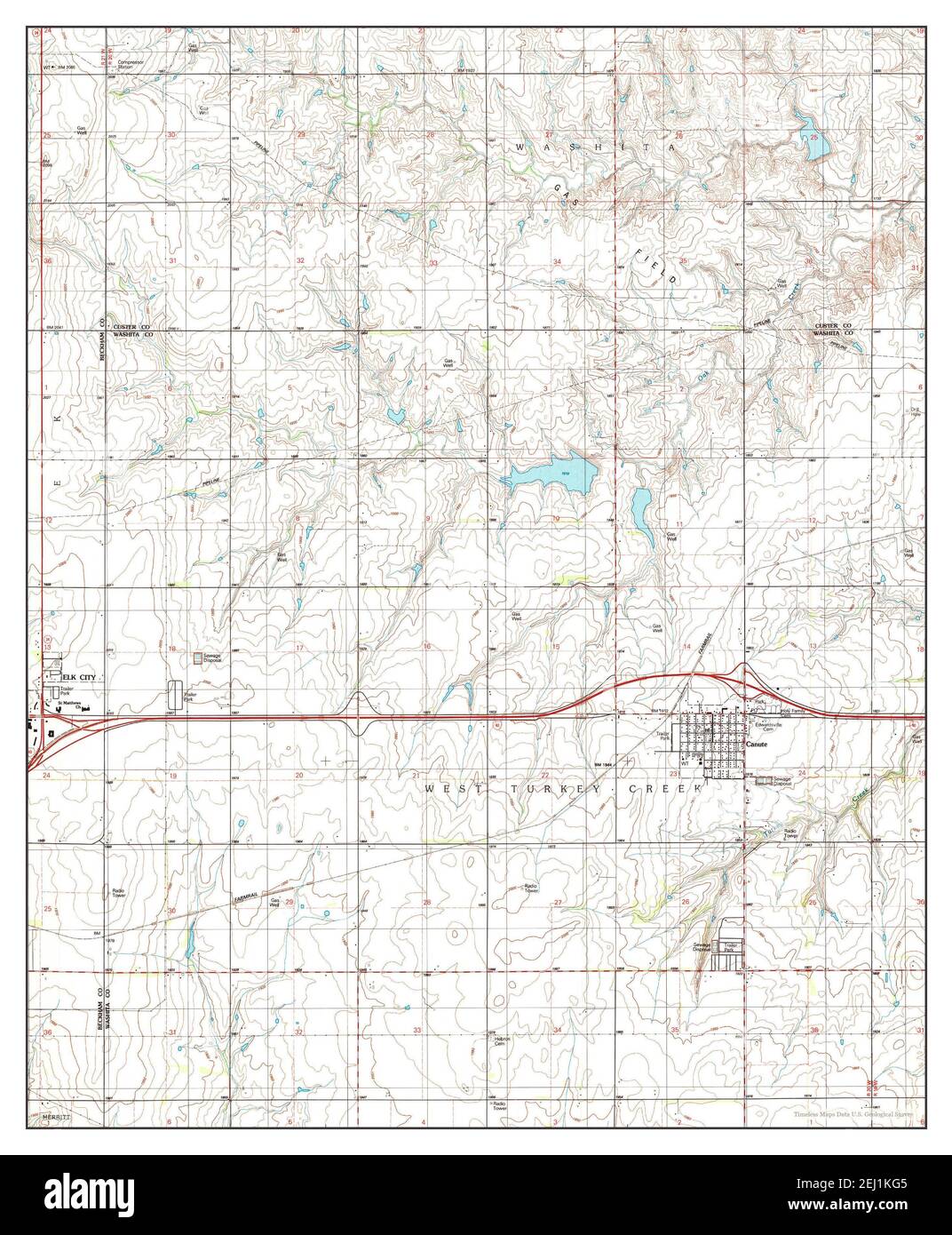 Canute, Oklahoma, map 1987, 124000, United States of America by