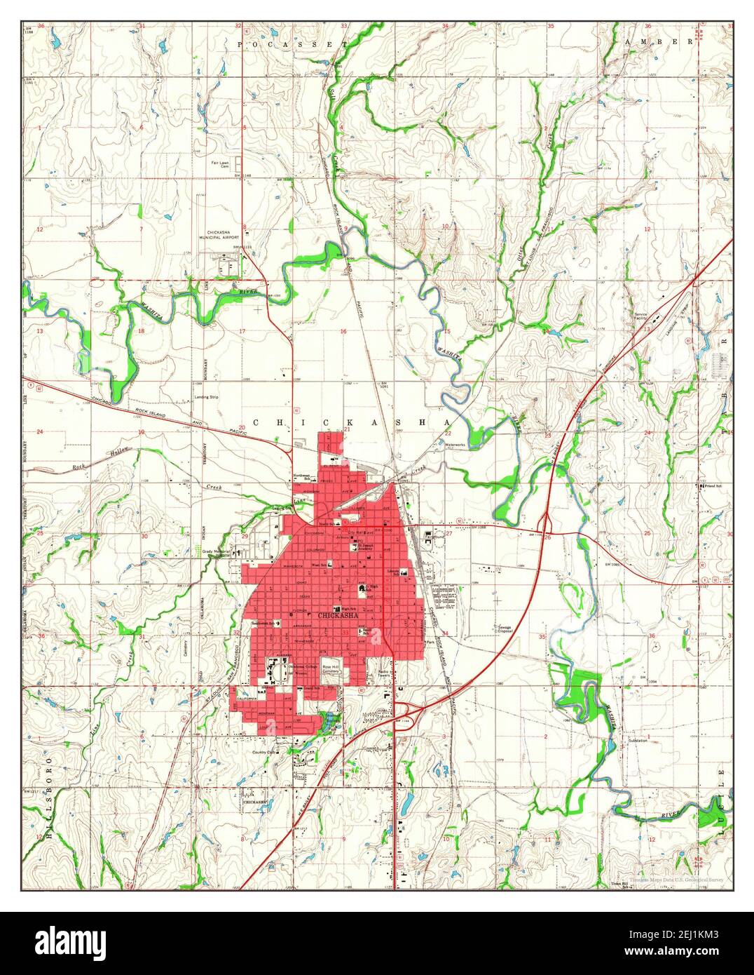 Chickasha, Oklahoma, map 1966, 124000, United States of America by