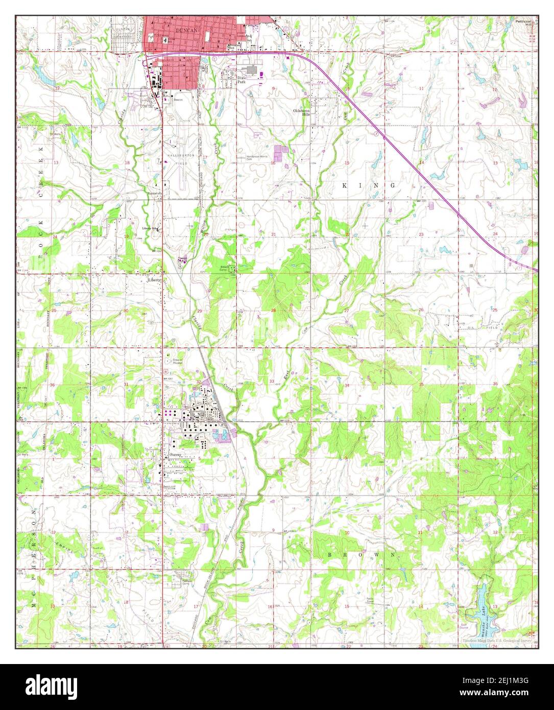 Duncan South, Oklahoma, map 1964, 1:24000, United States of America by Timeless Maps, data U.S. Geological Survey Stock Photo