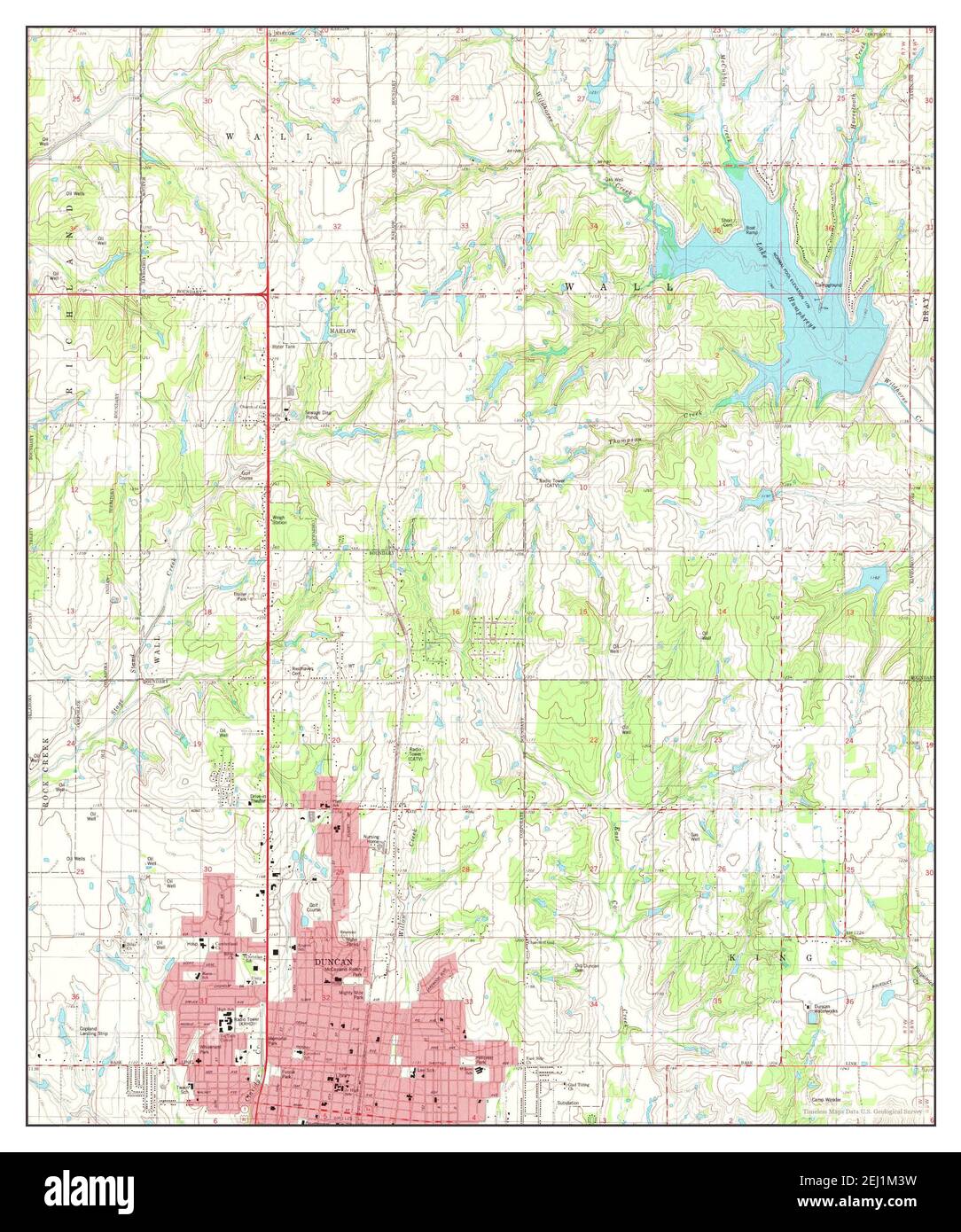 Duncan North, Oklahoma, map 1982, 1:24000, United States of America by Timeless Maps, data U.S. Geological Survey Stock Photo