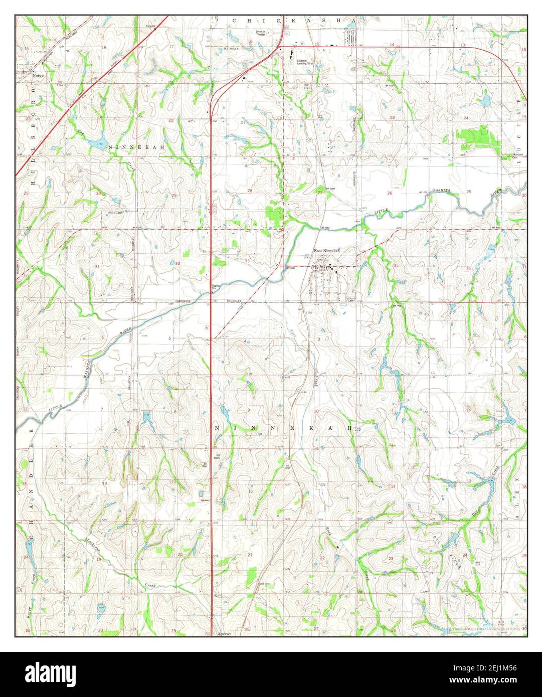 East Ninnekah, Oklahoma, map 1981, 124000, United States of America by Timeless Maps, data U.S