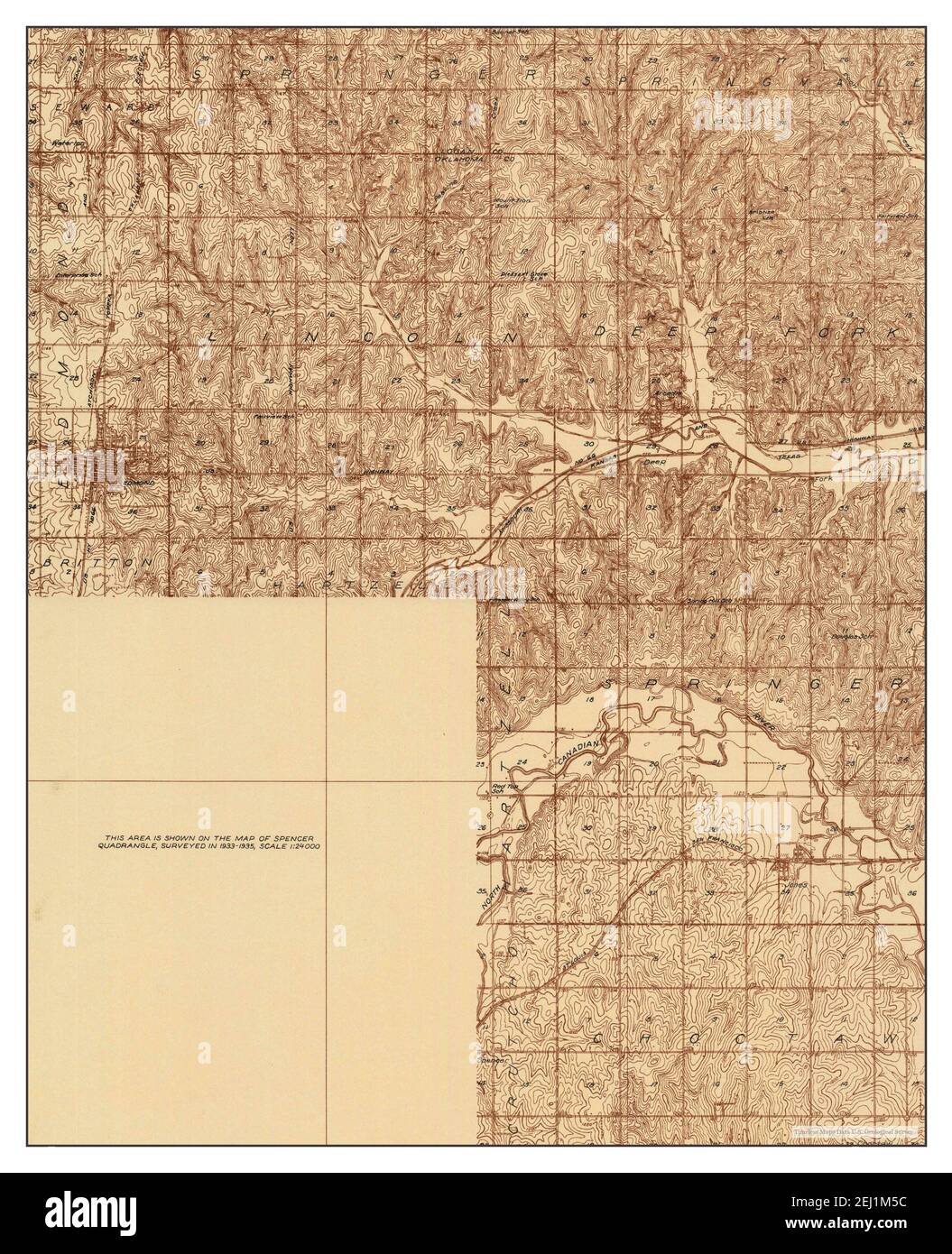 Edmond, Oklahoma, map 1935, 148000, United States of America by Timeless Maps, data U.S