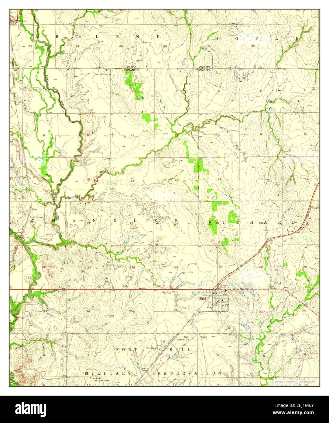 Elgin, Oklahoma, map 1956, 124000, United States of America by Timeless Maps, data U.S
