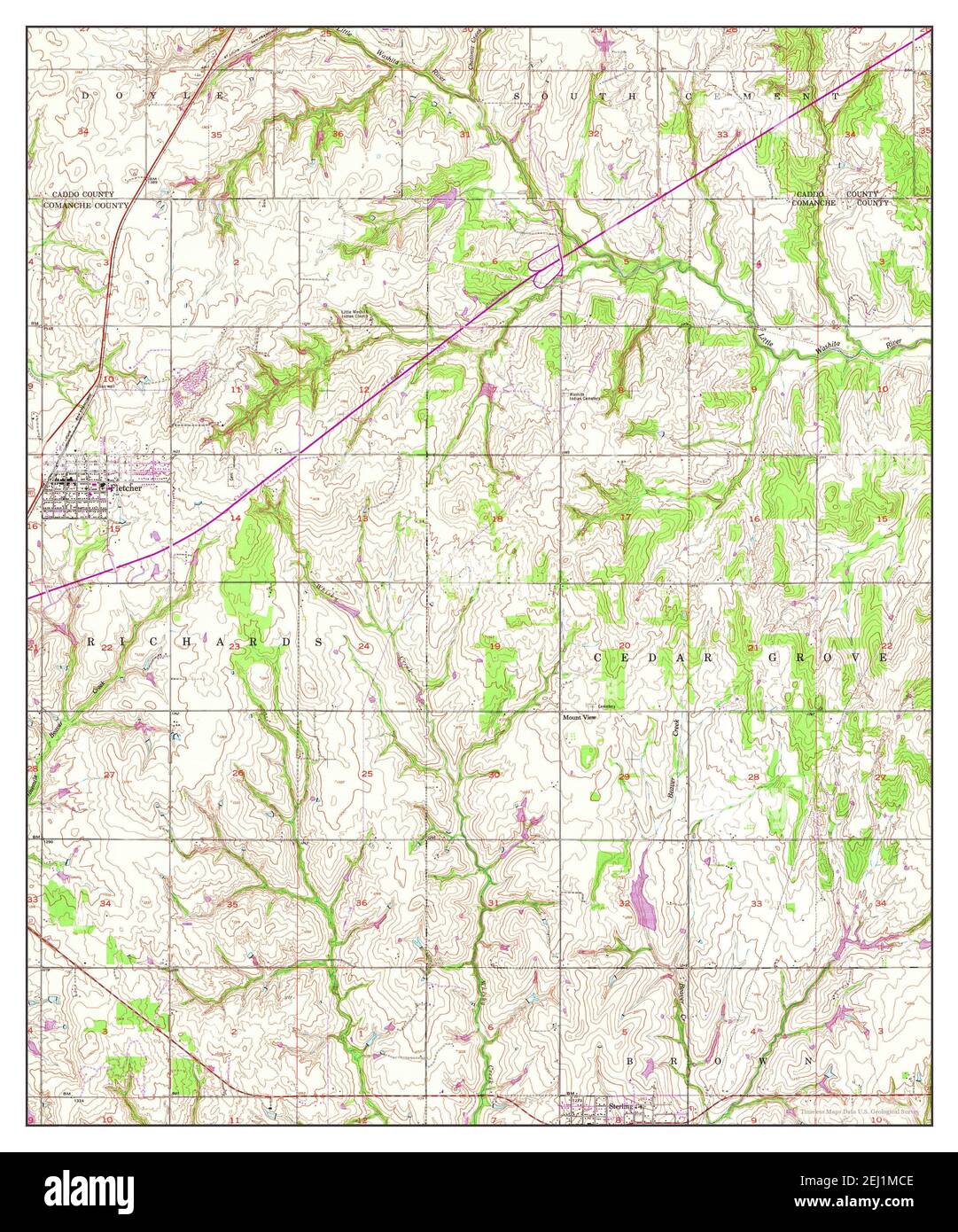 Fletcher, Oklahoma, map 1956, 124000, United States of America by