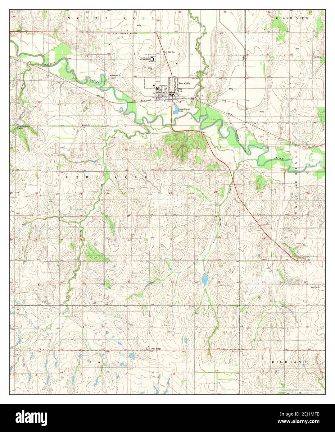 Fort Cobb, Oklahoma, map 1979, 124000, United States of America by