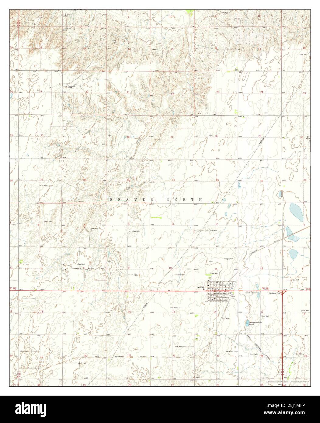 Forgan, Oklahoma, map 1973, 1:24000, United States of America by Timeless Maps, data U.S. Geological Survey Stock Photo
