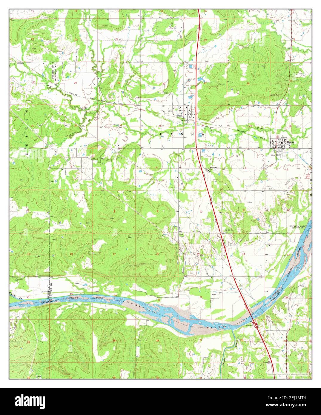 Hanna, Oklahoma, map 1971, 1:24000, United States of America by Timeless Maps, data U.S. Geological Survey Stock Photo