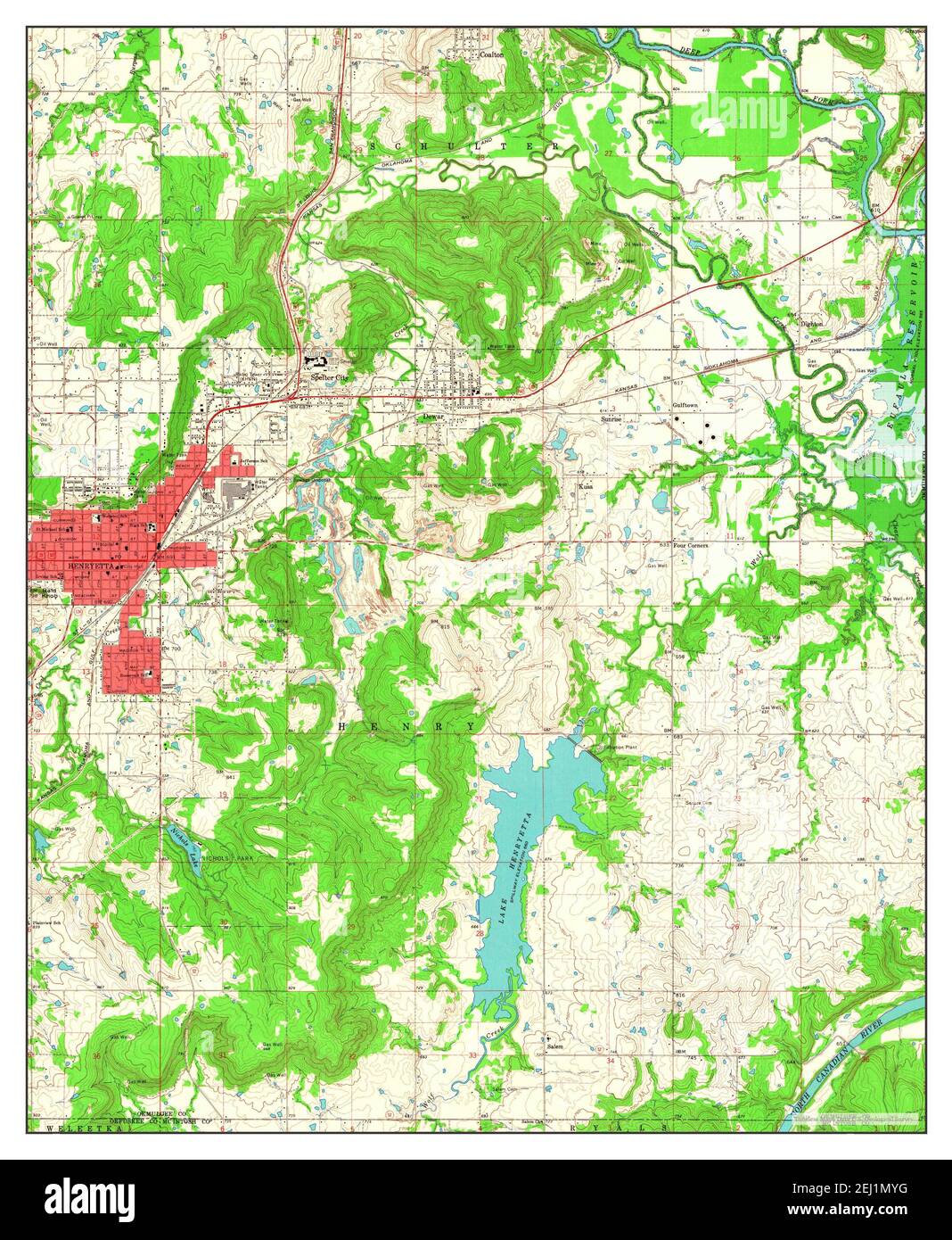 Henryetta, Oklahoma, map 1962, 124000, United States of America by