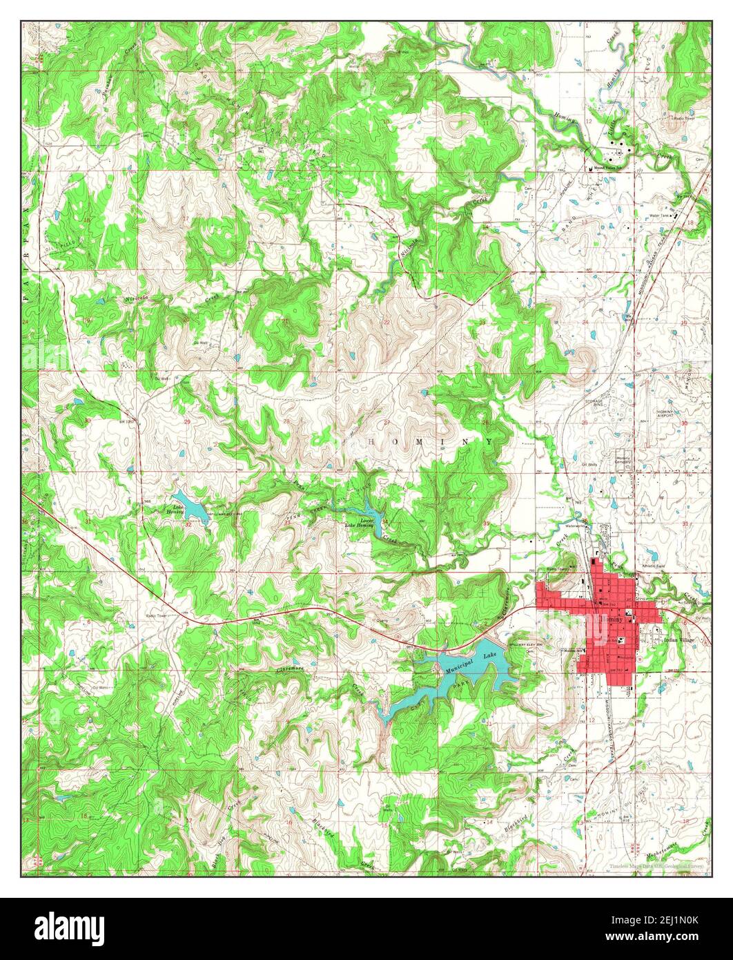 Hominy, Oklahoma, map 1966, 124000, United States of America by