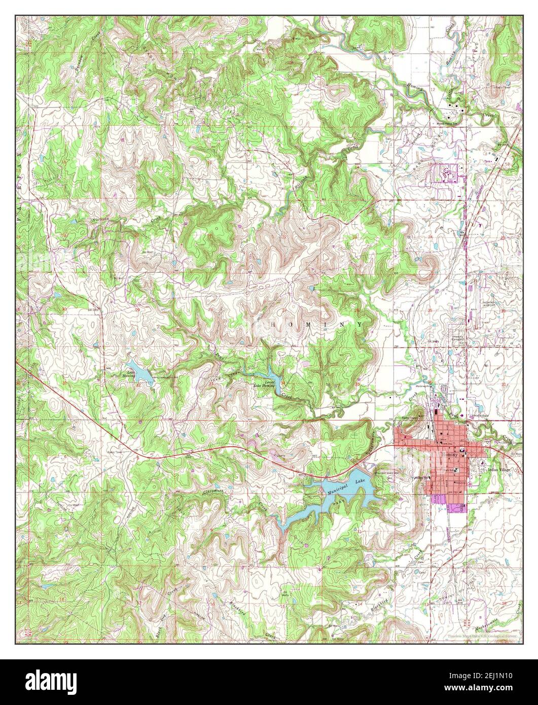 Hominy, Oklahoma, map 1966, 1:24000, United States of America by Timeless Maps, data U.S. Geological Survey Stock Photo