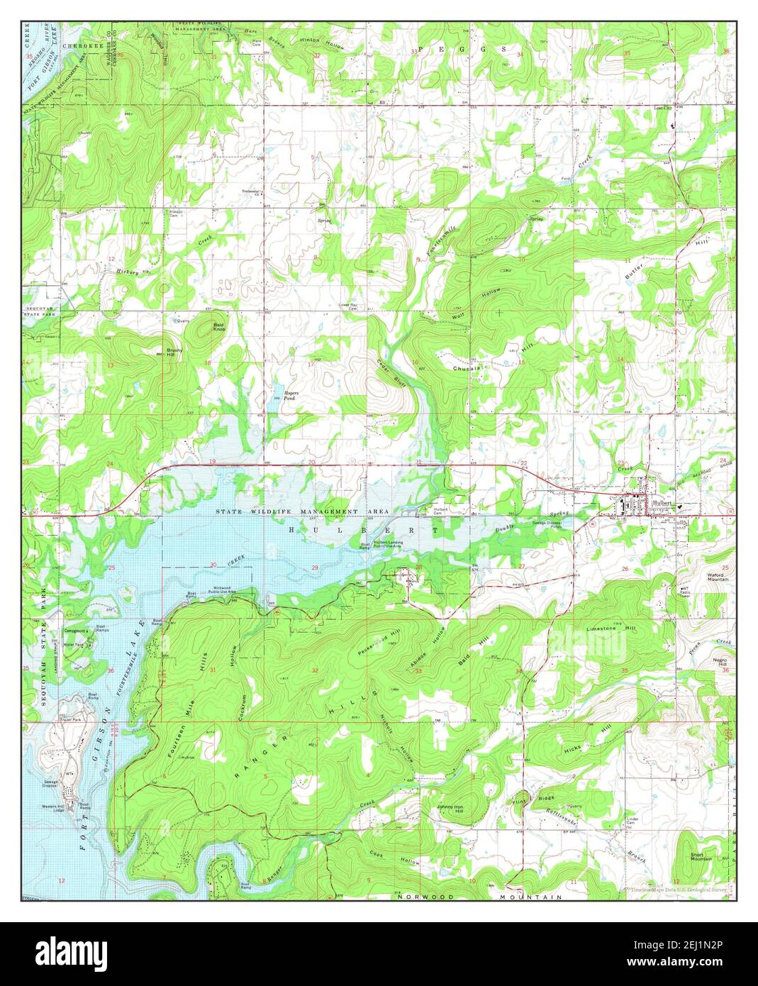 Hulbert, Oklahoma, map 1974, 124000, United States of America by