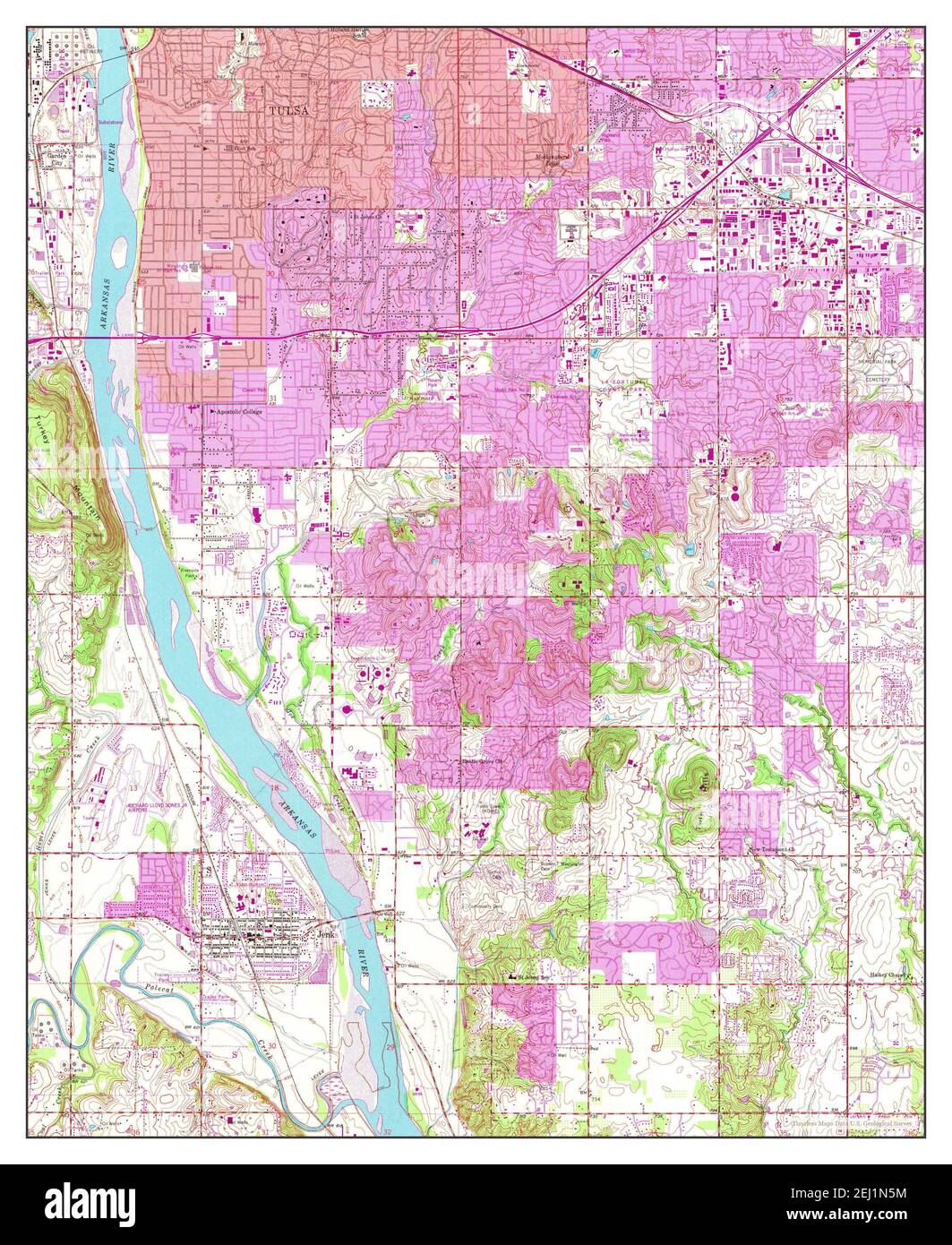 Jenks, Oklahoma, map 1952, 124000, United States of America by