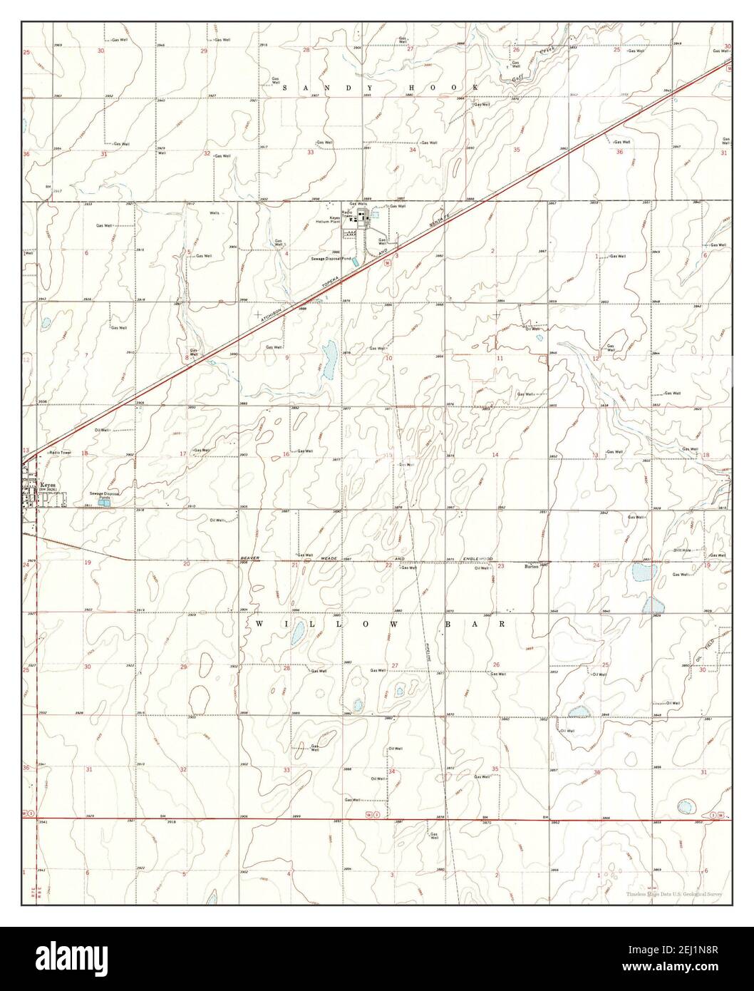 Keyes East, Oklahoma, map 1971, 124000, United States of America by