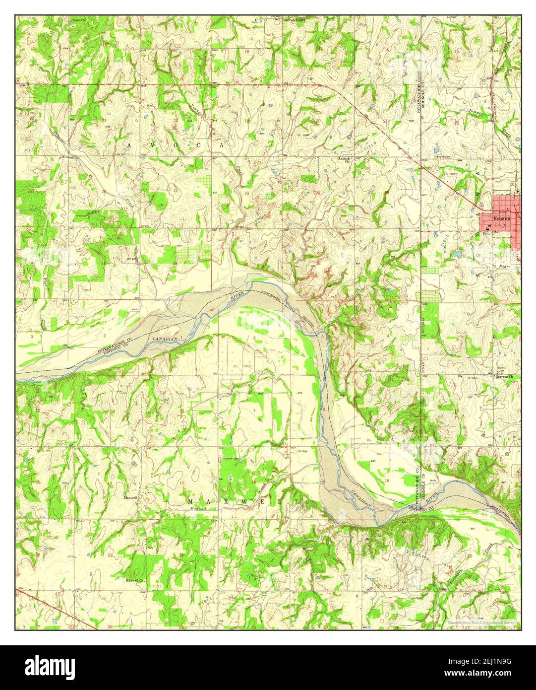 Konawa, Oklahoma, map 1958, 124000, United States of America by