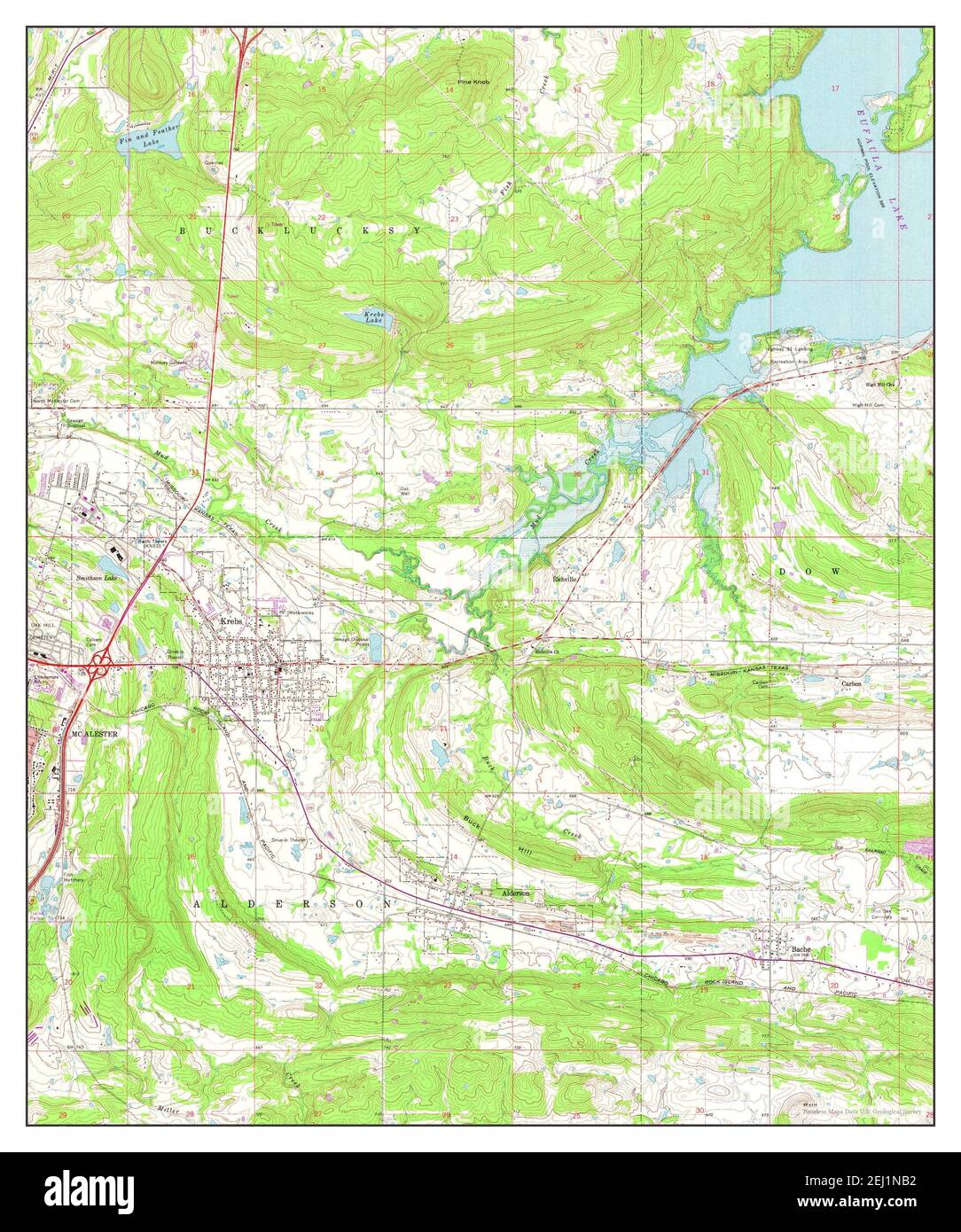 Krebs, Oklahoma, map 1967, 124000, United States of America by