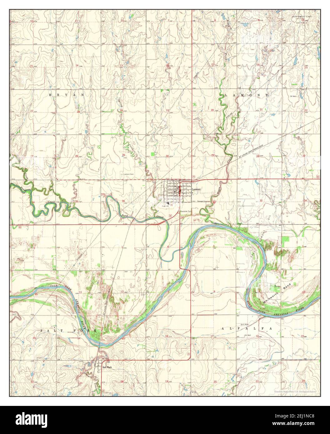 Lamont Oklahoma Map 1968 124000 United States Of America By Timeless Maps Data Us 1421