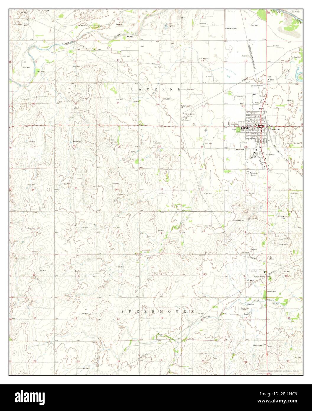 Laverne, Oklahoma, map 1971, 124000, United States of America by