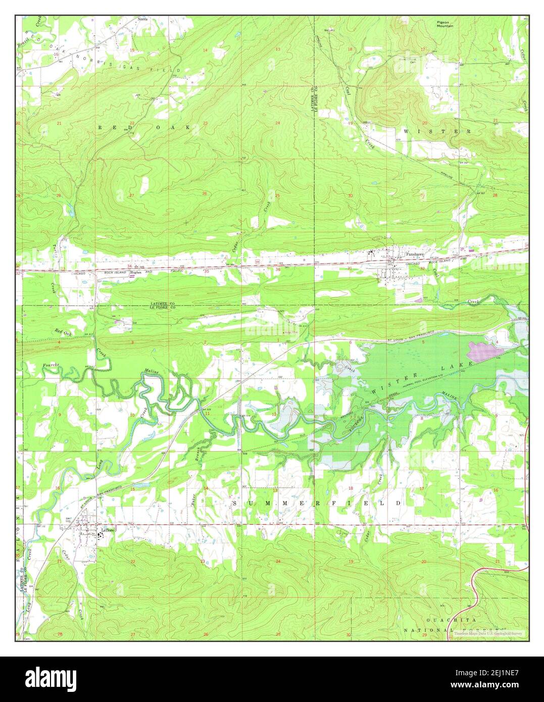 Leflore, Oklahoma, map 1965, 1:24000, United States of America by Timeless Maps, data U.S. Geological Survey Stock Photo