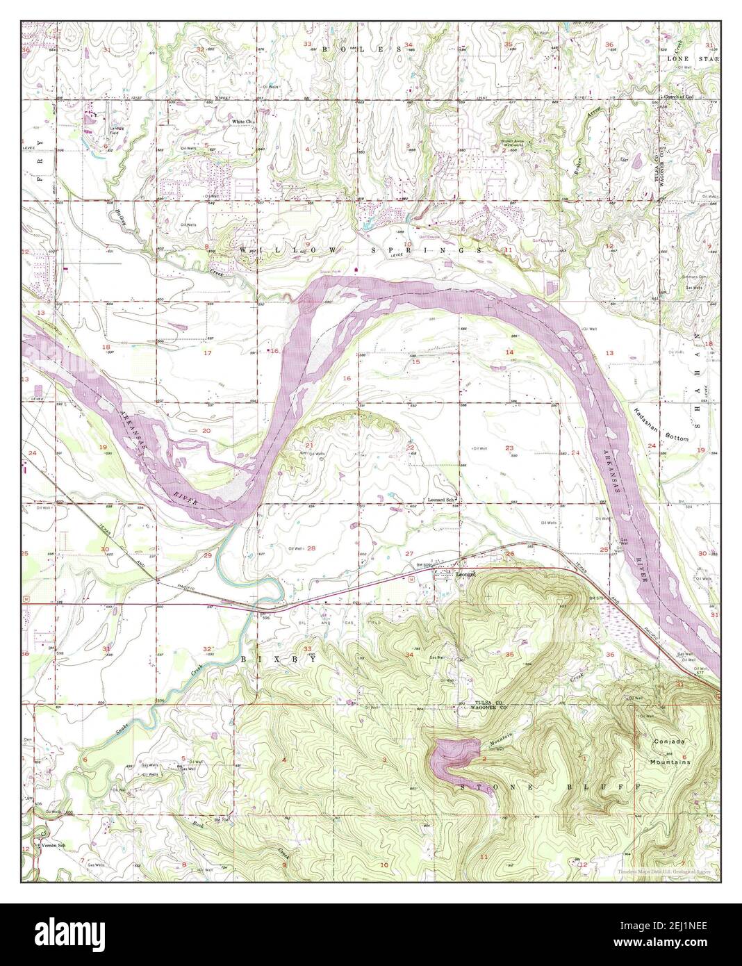 Leonard, Oklahoma, map 1957, 124000, United States of America by