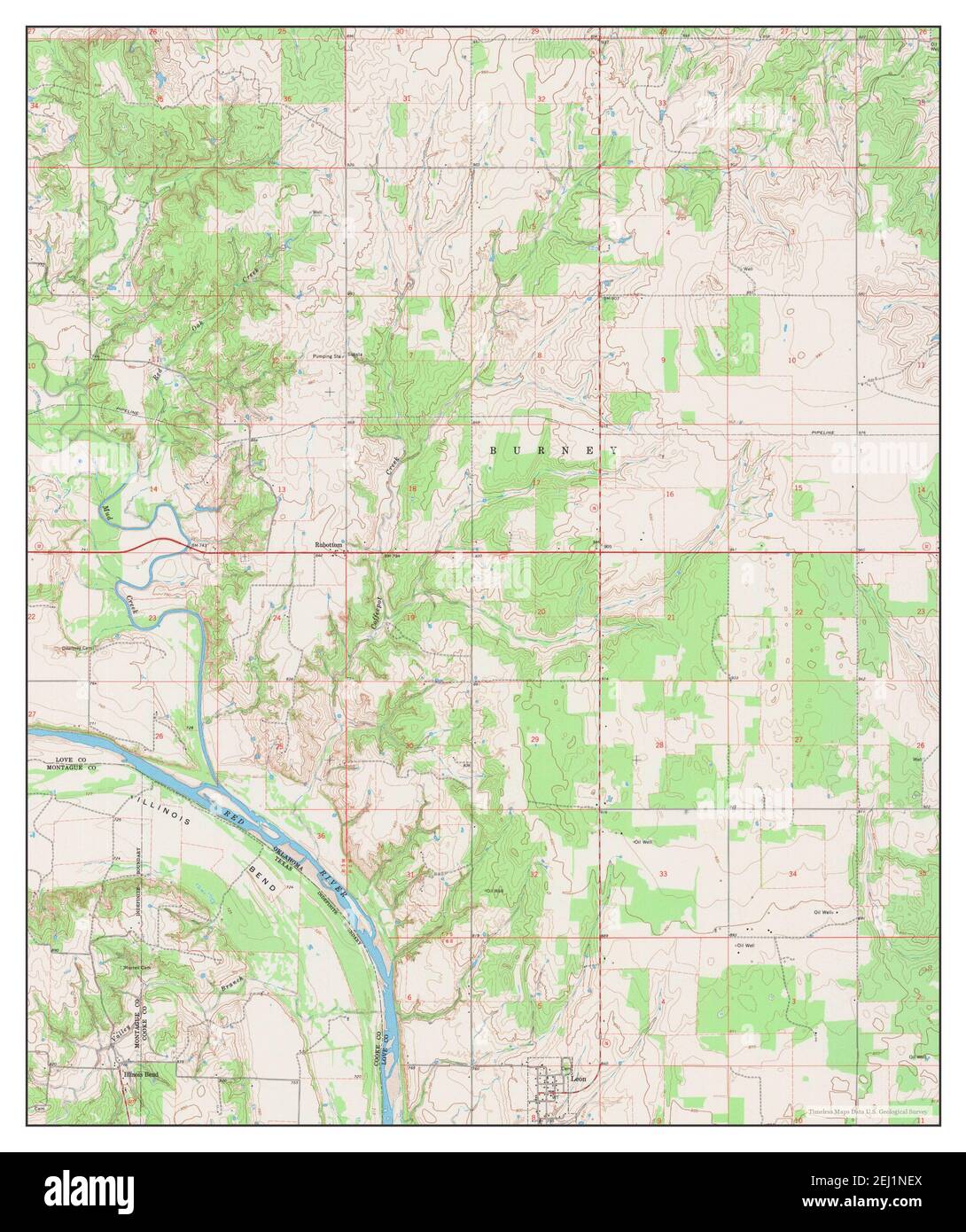 Leon North, Oklahoma, map 1968, 124000, United States of America by