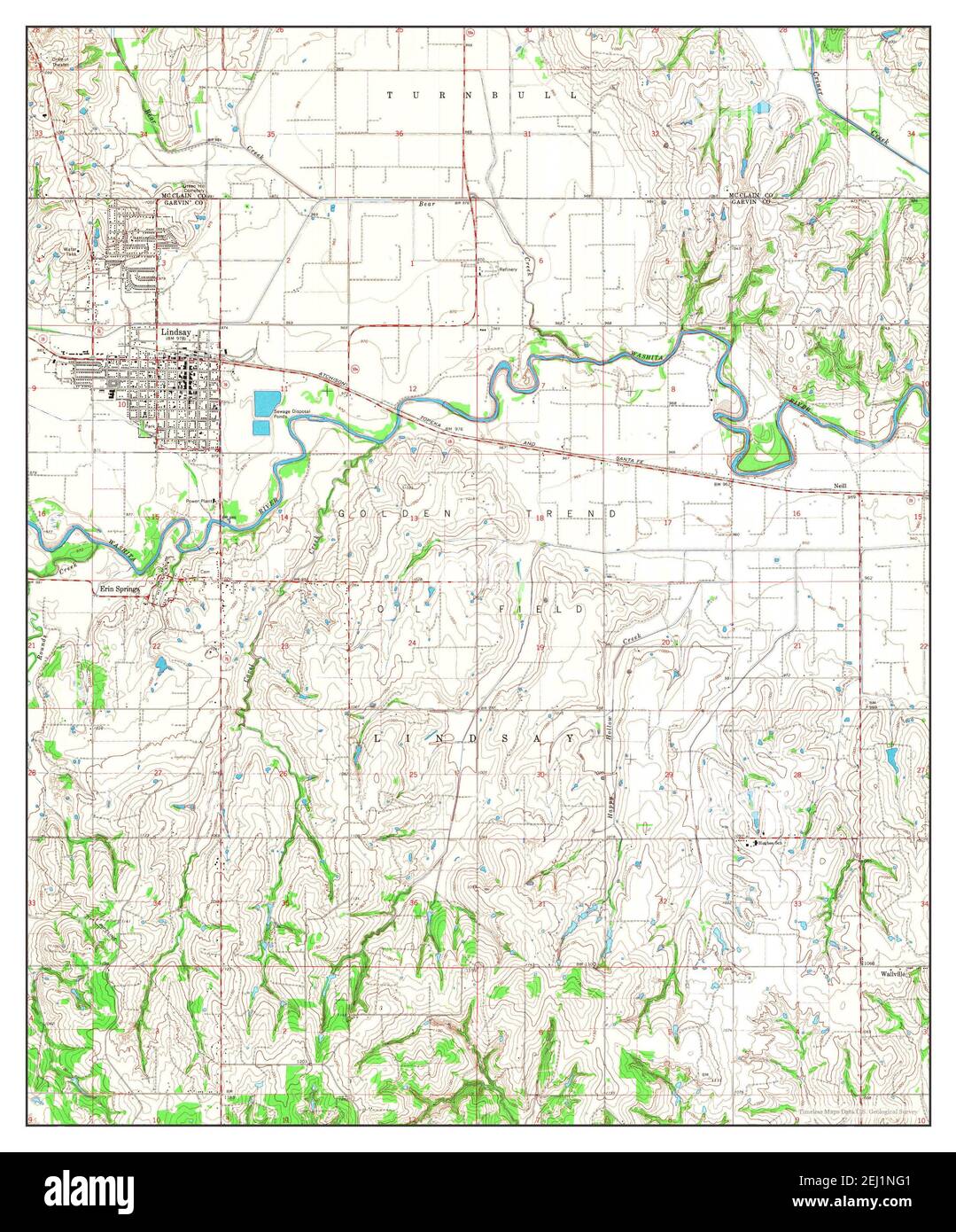 Lindsay, Oklahoma, map 1966, 124000, United States of America by