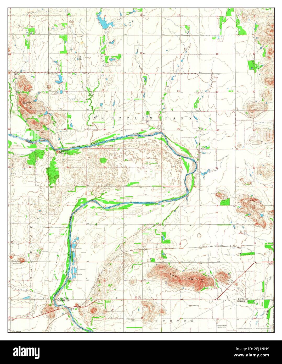Long Mountain, Oklahoma Map 1964