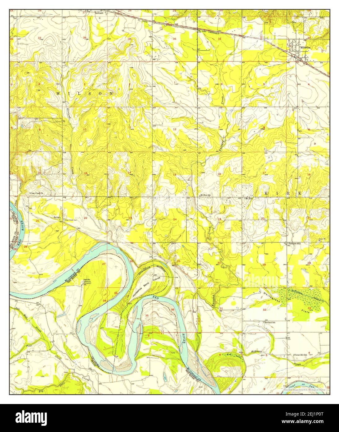 Millerton, Oklahoma, map 1951, 124000, United States of America by