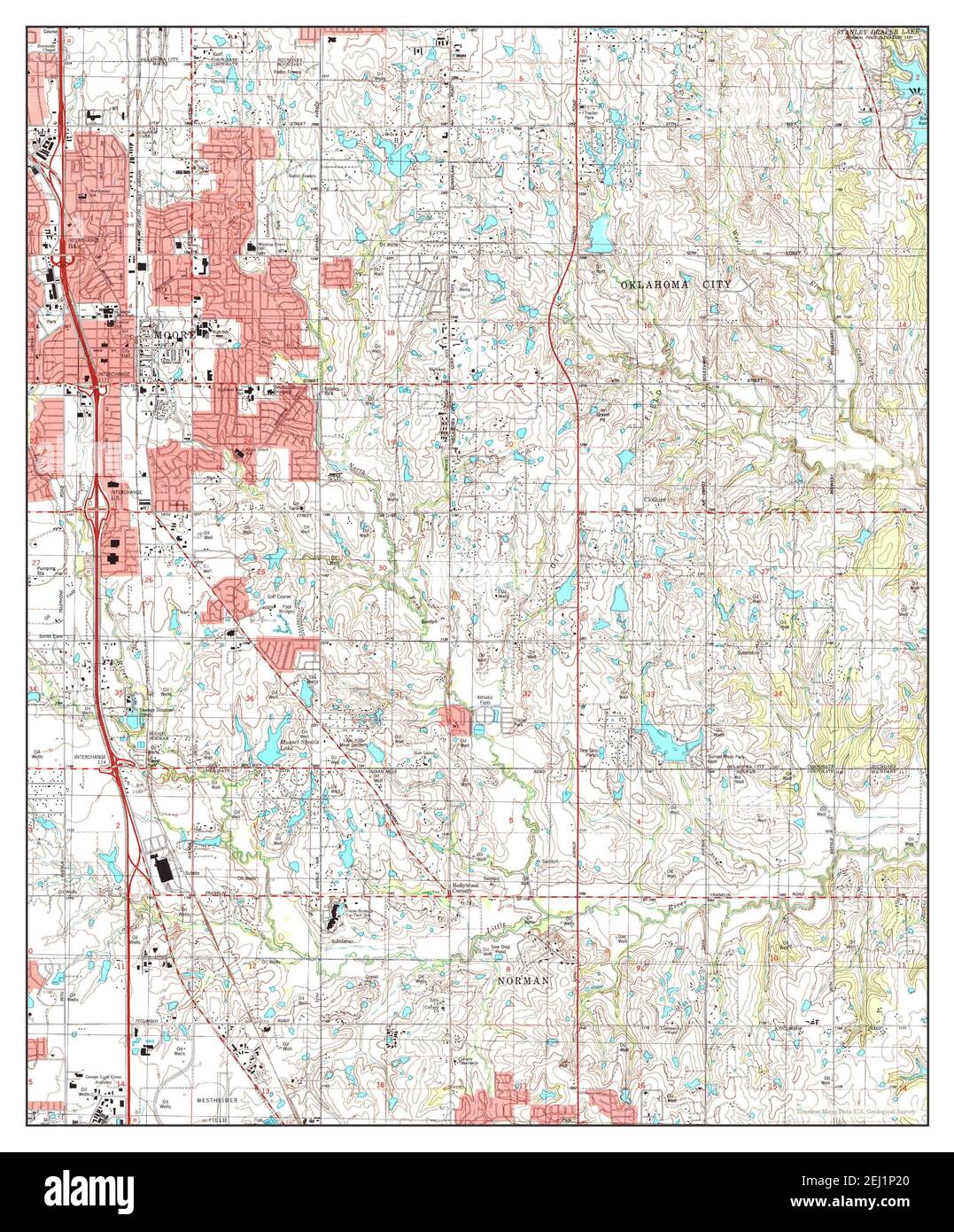 Moore, Oklahoma, map 1995, 1:24000, United States of America by Timeless Maps, data U.S. Geological Survey Stock Photo