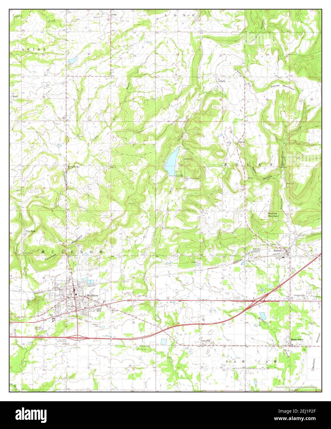 Muldrow, Oklahoma, map 1966, 124000, United States of America by