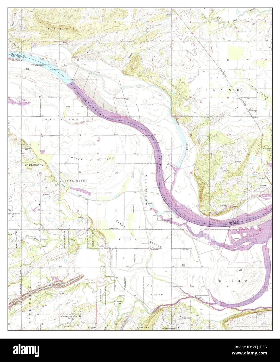 Muldrow SW, Oklahoma, map 1966, 124000, United States of America by
