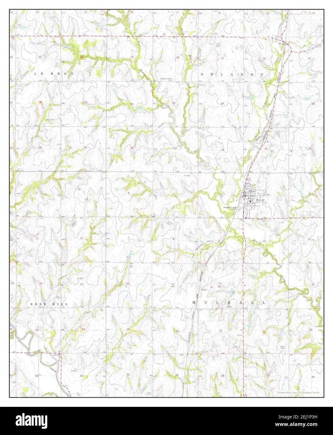 Mulhall, Oklahoma, map 1974, 124000, United States of America by