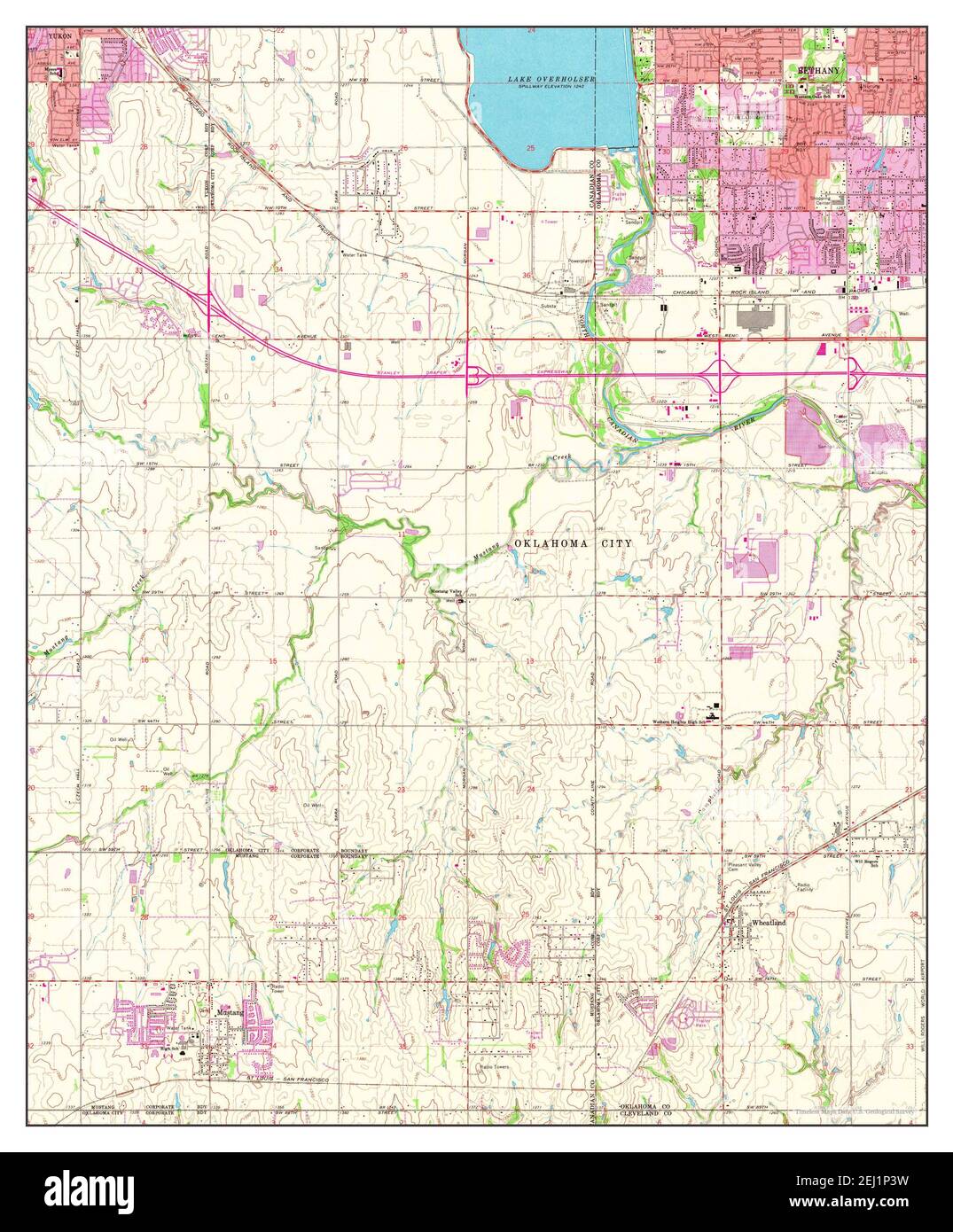 Mustang, Oklahoma, map 1966, 1:24000, United States of America by Timeless Maps, data U.S. Geological Survey Stock Photo