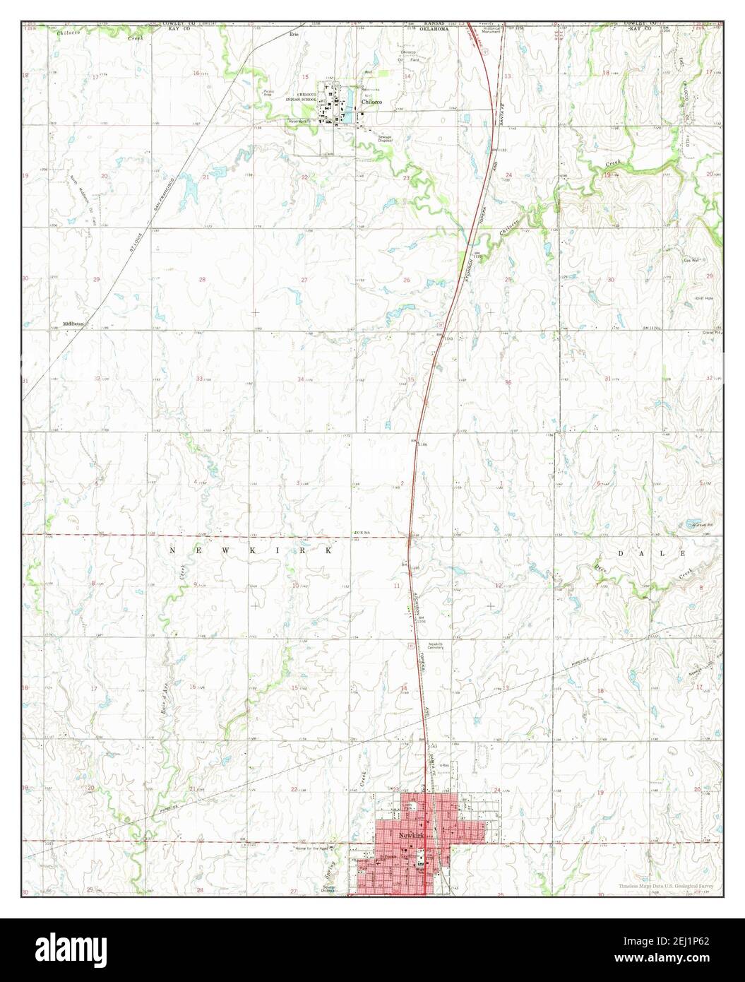 Newkirk, Oklahoma, map 1968, 124000, United States of America by