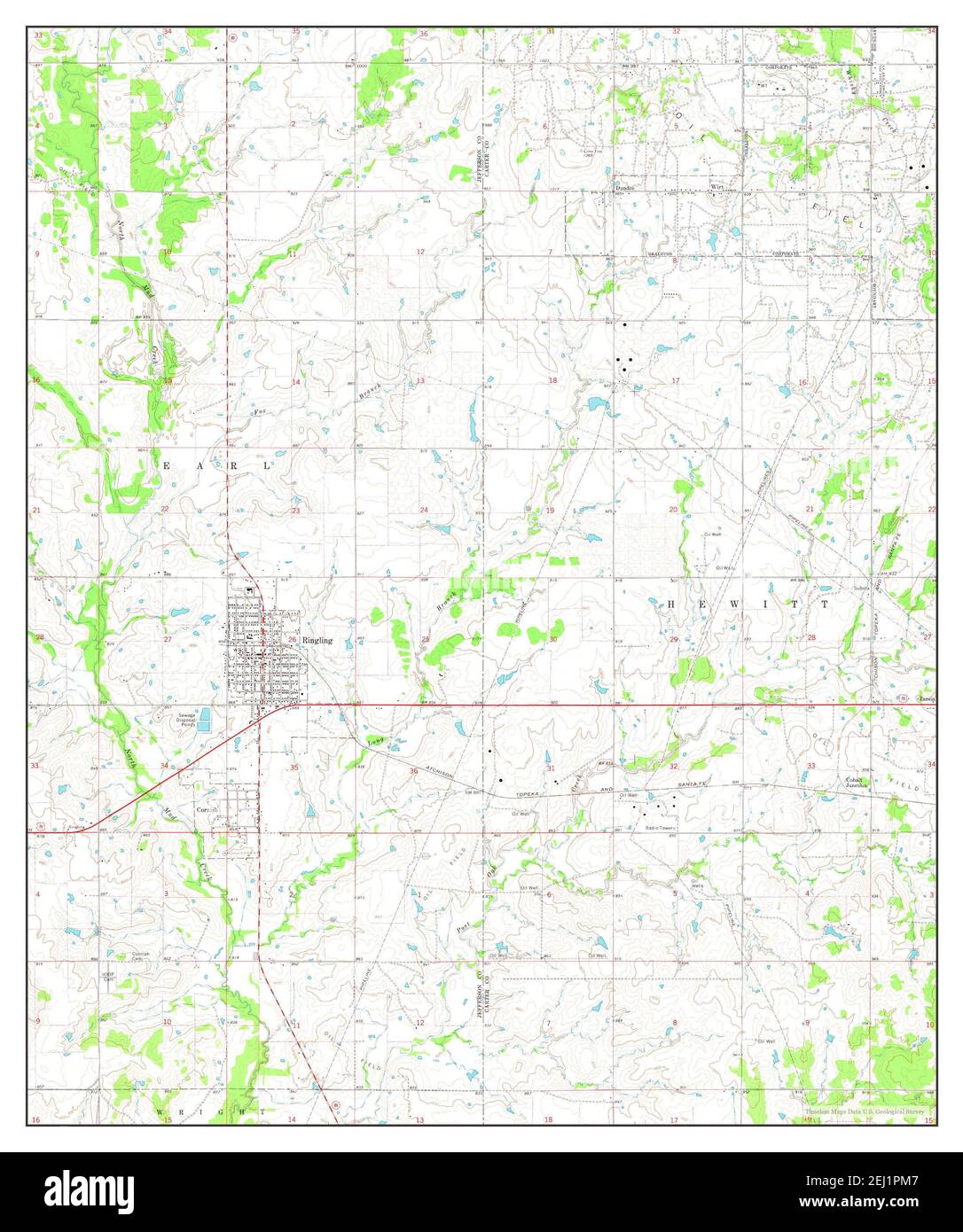 Ringling, Oklahoma, map 1974, 124000, United States of America by