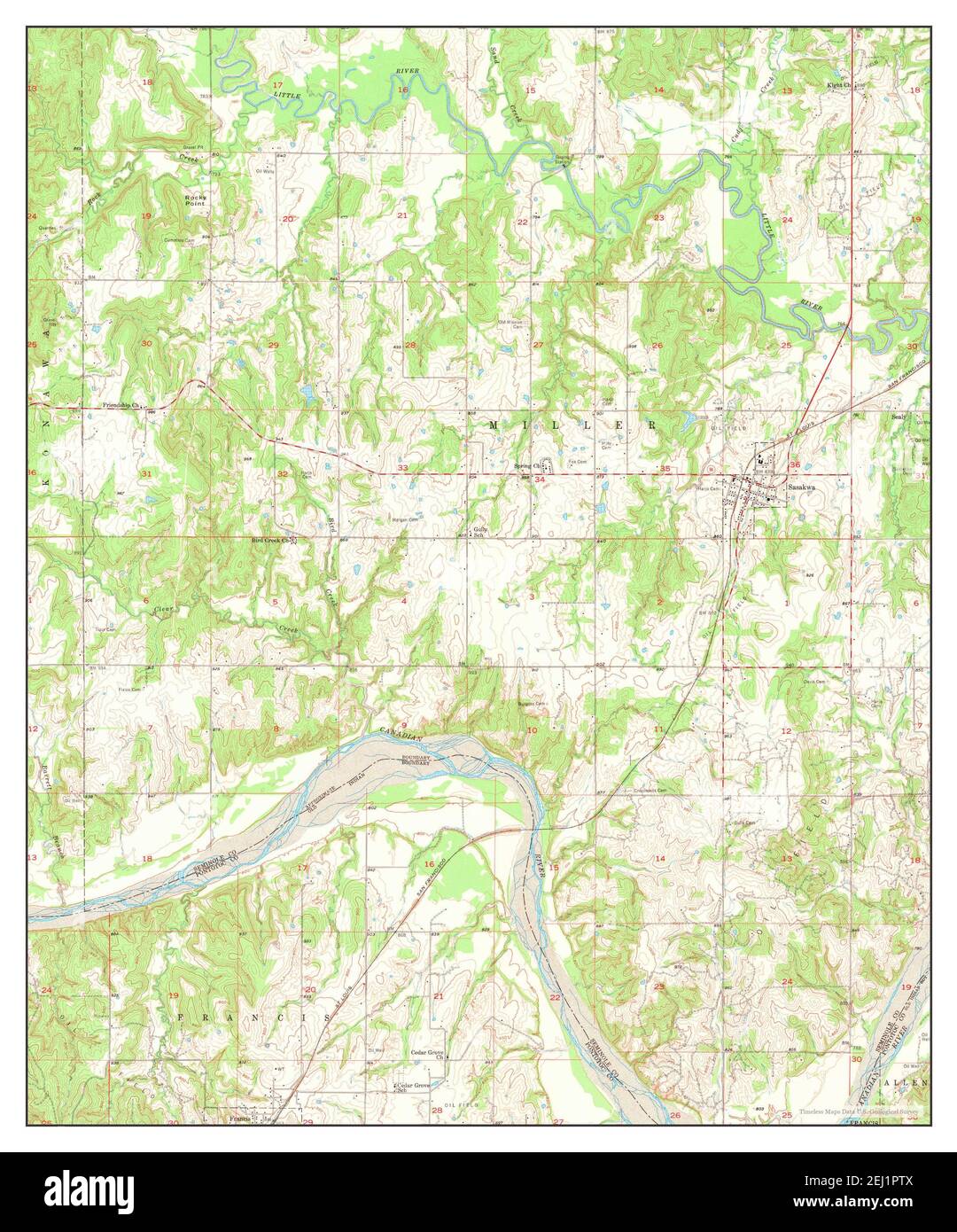 Sasakwa, Oklahoma, map 1958, 124000, United States of America by