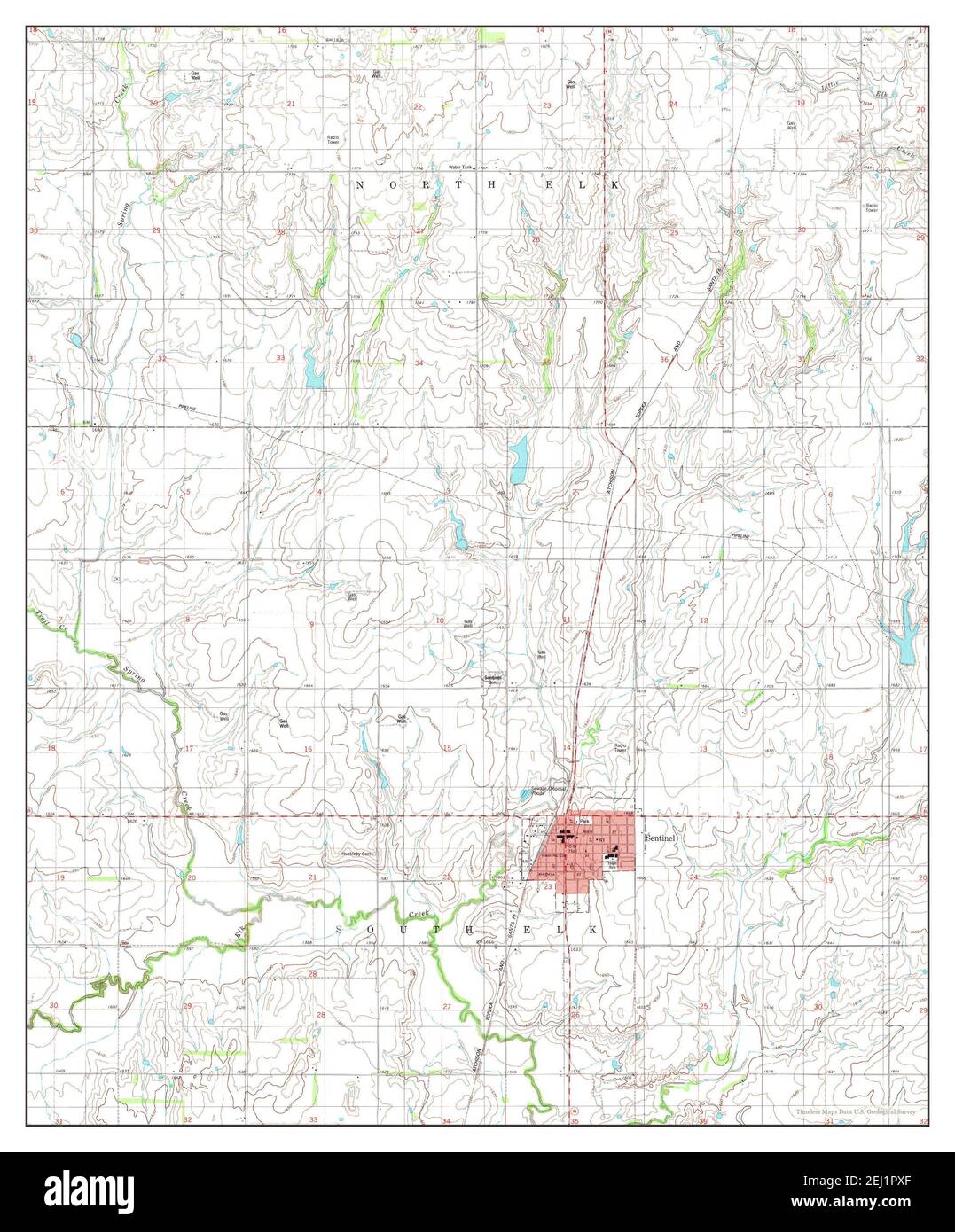 Sentinel, Oklahoma, map 1984, 124000, United States of America by