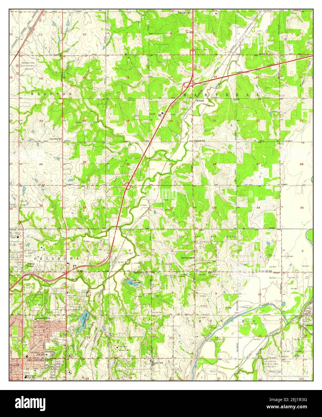 Spencer, Oklahoma, map 1956, 124000, United States of America by