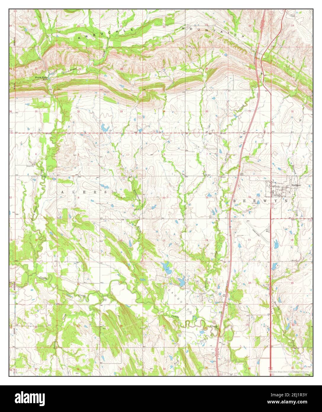 Springer, Oklahoma, map 1964, 124000, United States of America by Timeless Maps, data U.S