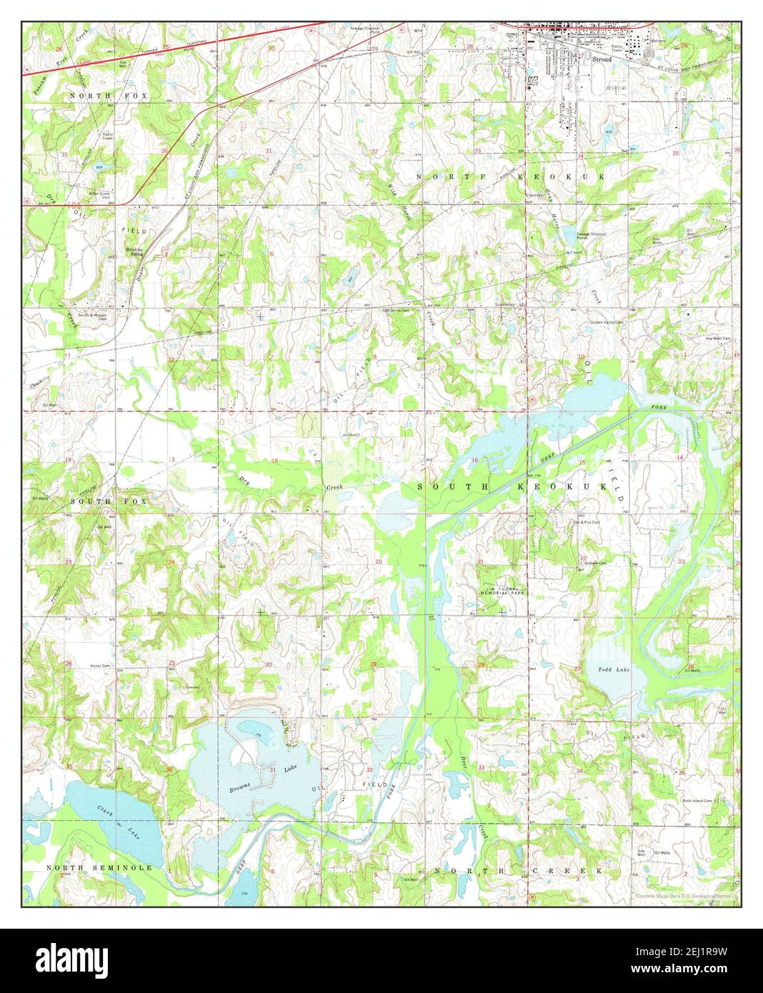 Stroud South, Oklahoma, map 1974, 124000, United States of America by