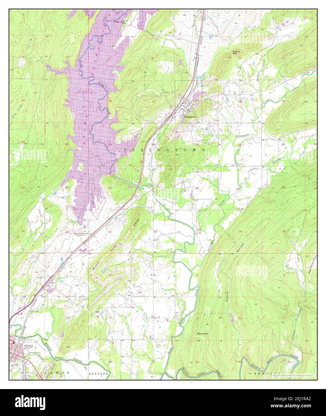 Stringtown, Oklahoma, map 1956, 124000, United States of America by