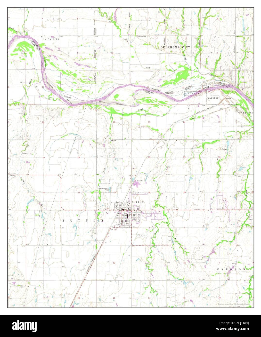 Tuttle, Oklahoma, map 1966, 124000, United States of America by